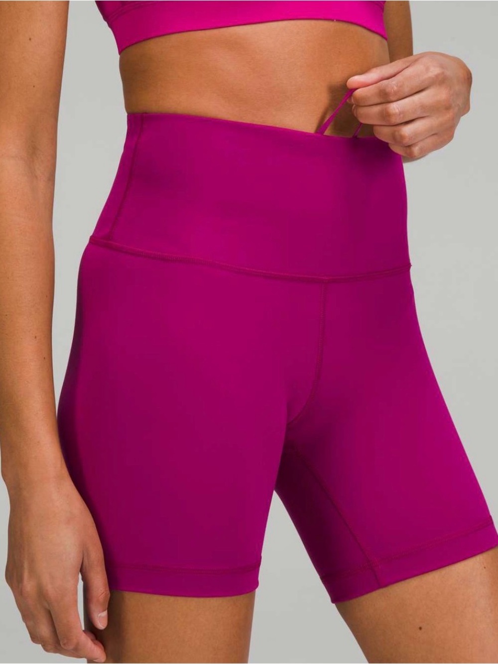Fabletics High-Waist Bike Shorts in Magenta